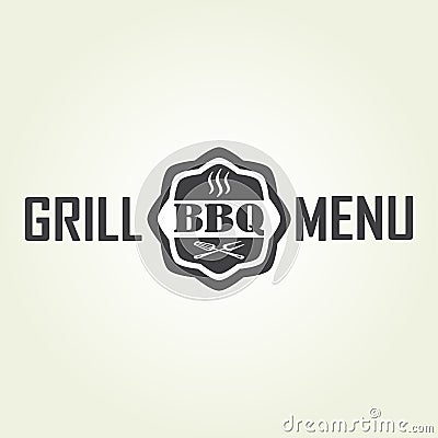 Grill menu design template. Grill or barbecue symbol. Vector Illustration. Vector Illustration